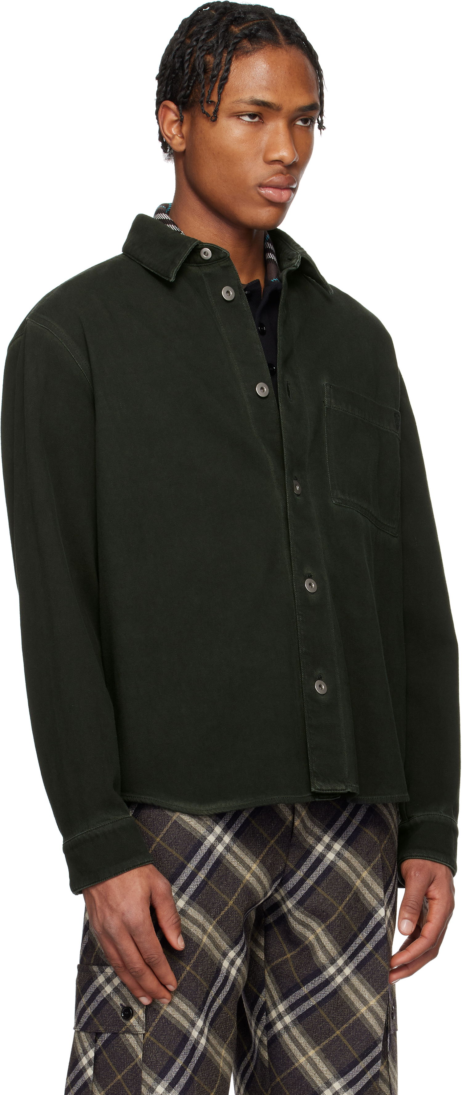 Риза Burberry Burberry Garment Dyed Denim Shirt Зелено | 8101259, 1