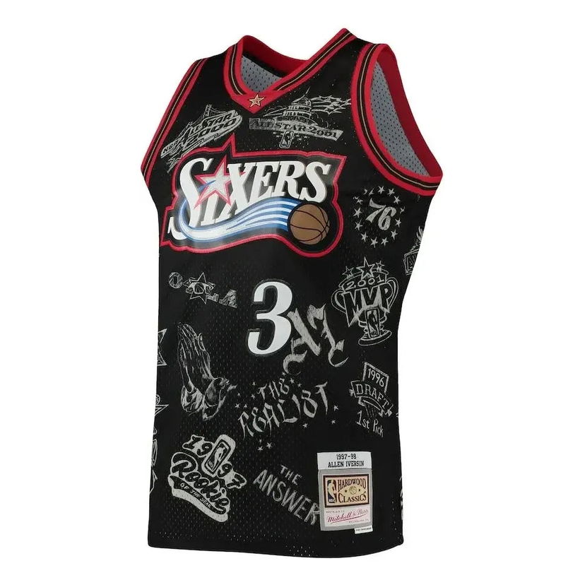 Фланелка Mitchell & Ness Philadelphia 76ers 1998 World Tour Swingman Jersey Черно | SMJYDX21038-P76BLCK