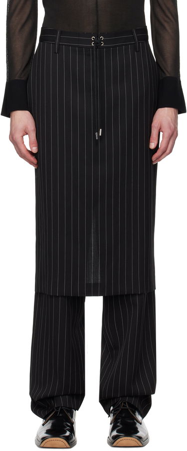Панталони Jean Paul Gaultier Jean Paul Gaultier 'The Lace-Up Suit' Pinstripe Trousers Черно | 25/33-F-PJ010-C074-0001, 0