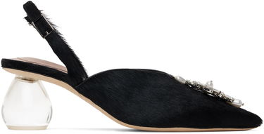 Кецове и обувки Simone Rocha Simone Rocha Pointed Slingback Heels with Crystal Embellishment Черно | LH14B 0794, 0