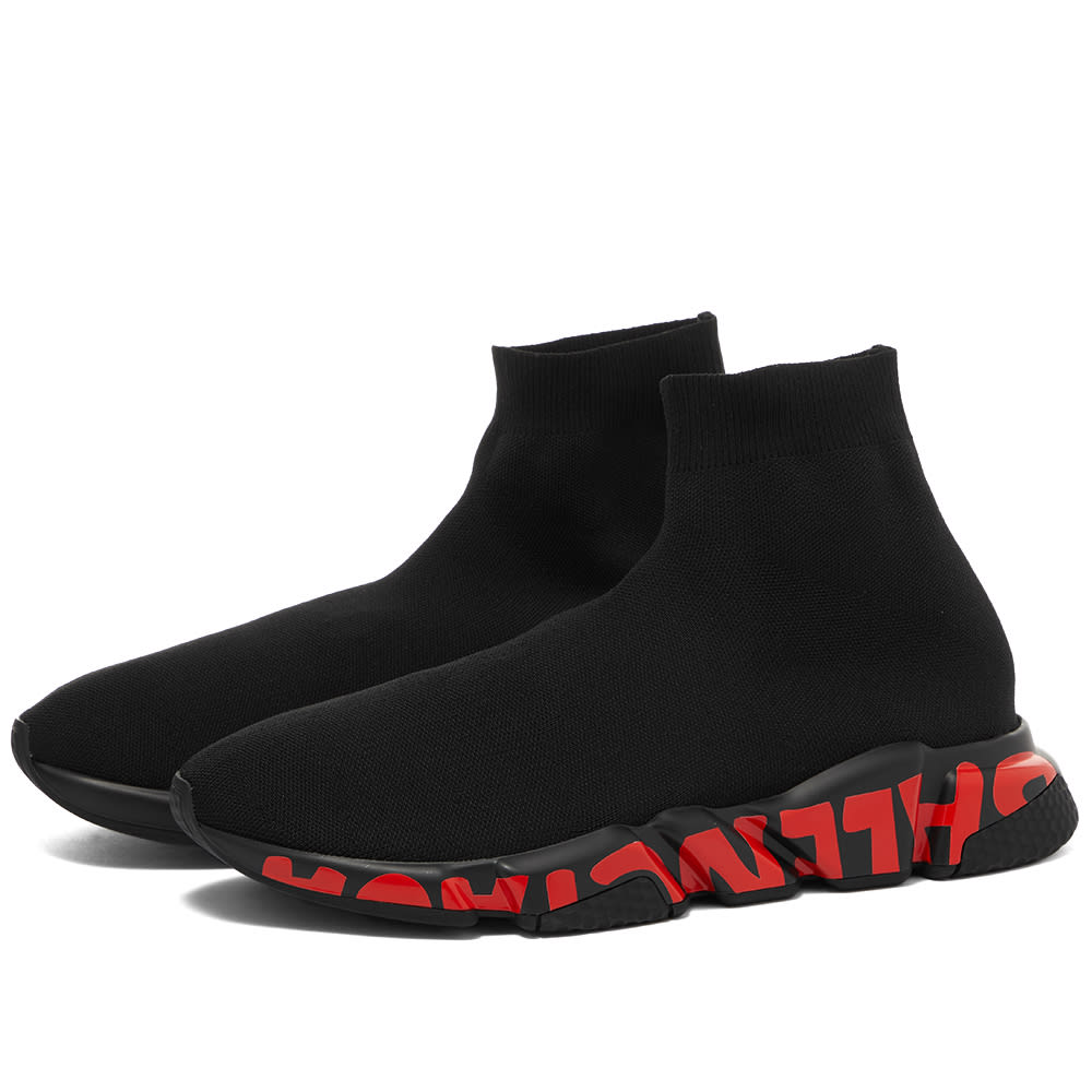 Кецове и обувки Balenciaga Graffiti Sole Speed Runner Черно | 645334-W2DBY-1016, 1