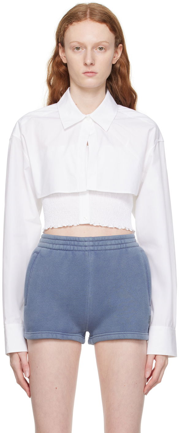 Риза Alexander Wang Layered Cropped Shirt Бяло | 4WC3231407