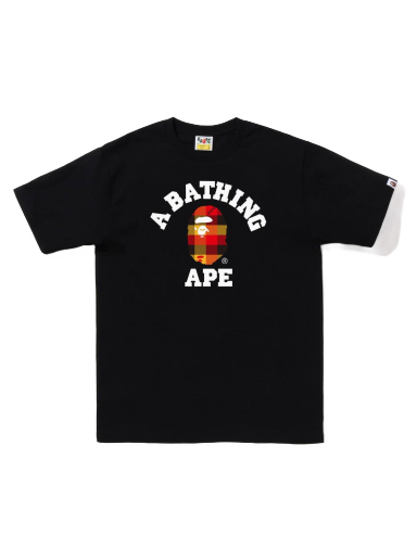 Тениска BAPE Block Check College Tee Черно | 1I80-110-032