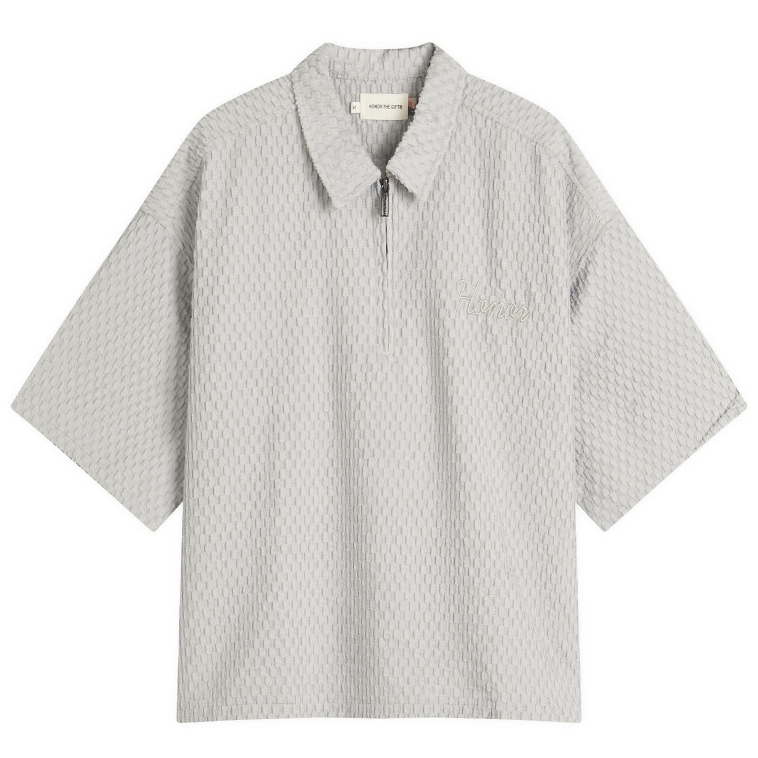 Поло тениска Honor The Gift Honor The Gift Textured Knit Zip Polo Сиво | HTG250133-GRY, 1