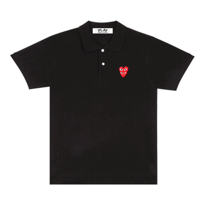 Поло тениска Comme des Garçons PLAY Polo with Red Heart Logo Черно | AZ T290 051 1