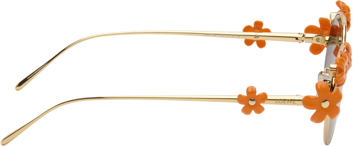 Слънчеви очила Loewe Signature Round-Frame Floral Applique Sunglasses Металик | LW40173UM5130F 840126861532, 1