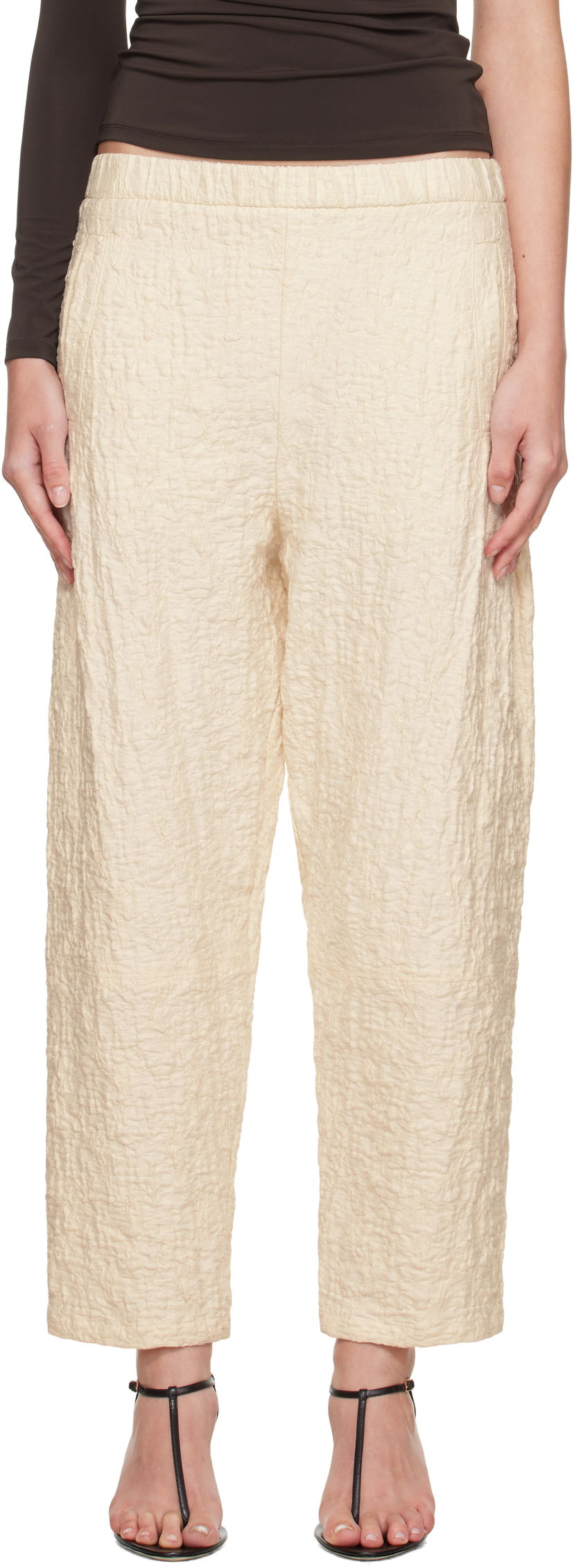 Панталони Max Mara Max Mara Alamo Textured Ankle Trousers Бежово | 2521786058600