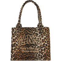 Голяма пазарска чанта GANNI Leopard Print Easy Shopper Tote Bag Кафяво | A5807-943, 1