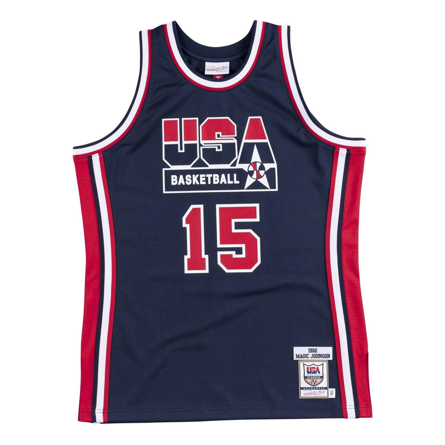 Фланелка Mitchell & Ness Team USA 1992 'Magic Johnson 15' Jersey Синьо | AJY4GS18413-USANAVY92EJH, 0
