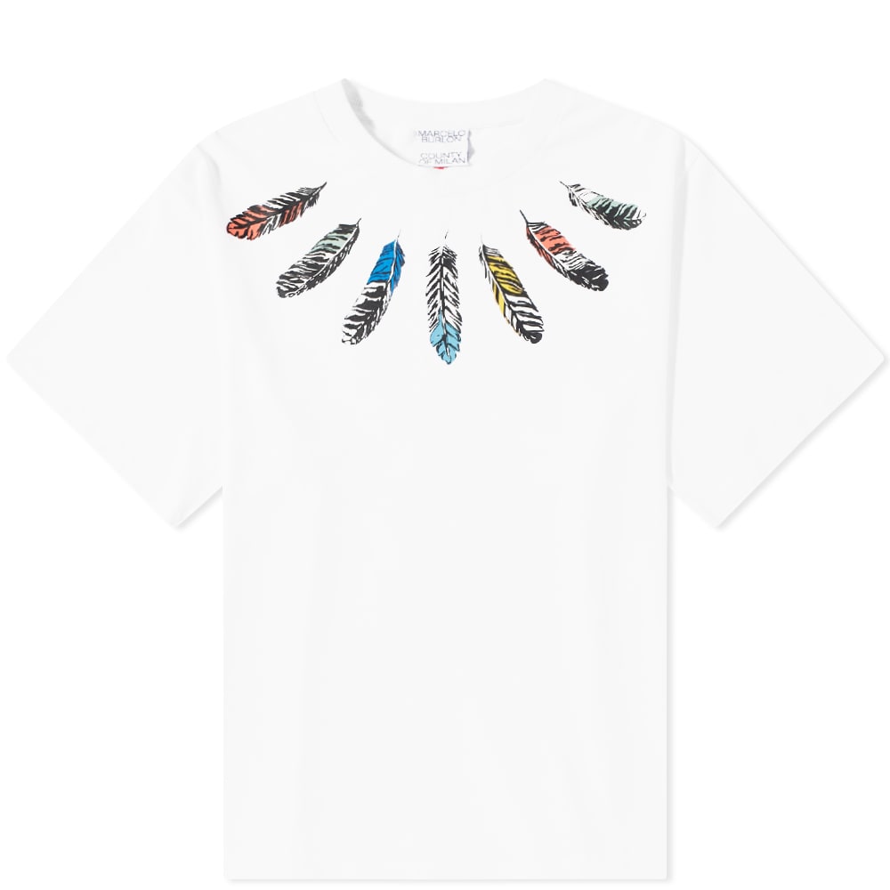 Тениска Marcelo Burlon Collar Feathers Oversized Tee Бяло | CMAA054C99JER0030109, 0