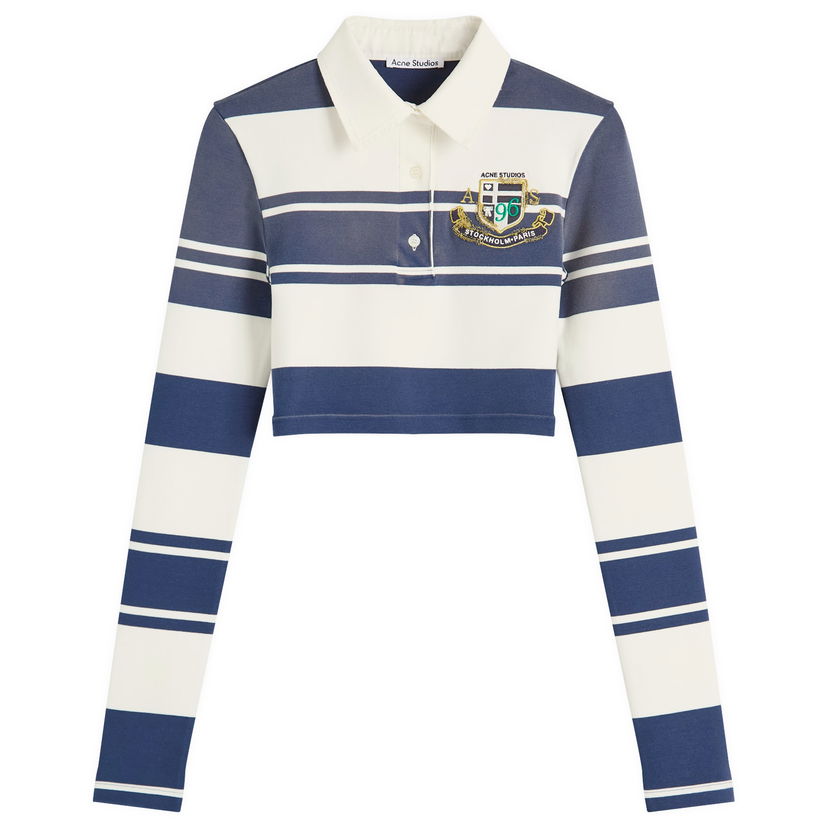 Поло тениска Acne Studios Euston Cropped Striped Polo Shirt, Size Large Синьо | AL0478-BL1