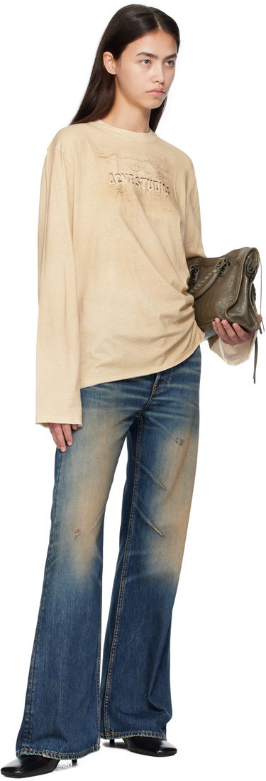 Тениска Acne Studios Acne Studios Long Sleeve Logo T-Shirt Бежово | CL0361-, 3