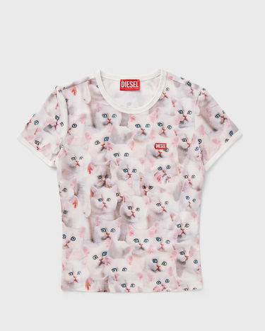 Тениска Diesel Diesel T-Shirt with Kitten Print Бяло | A18555-0JLCC-100A, 0