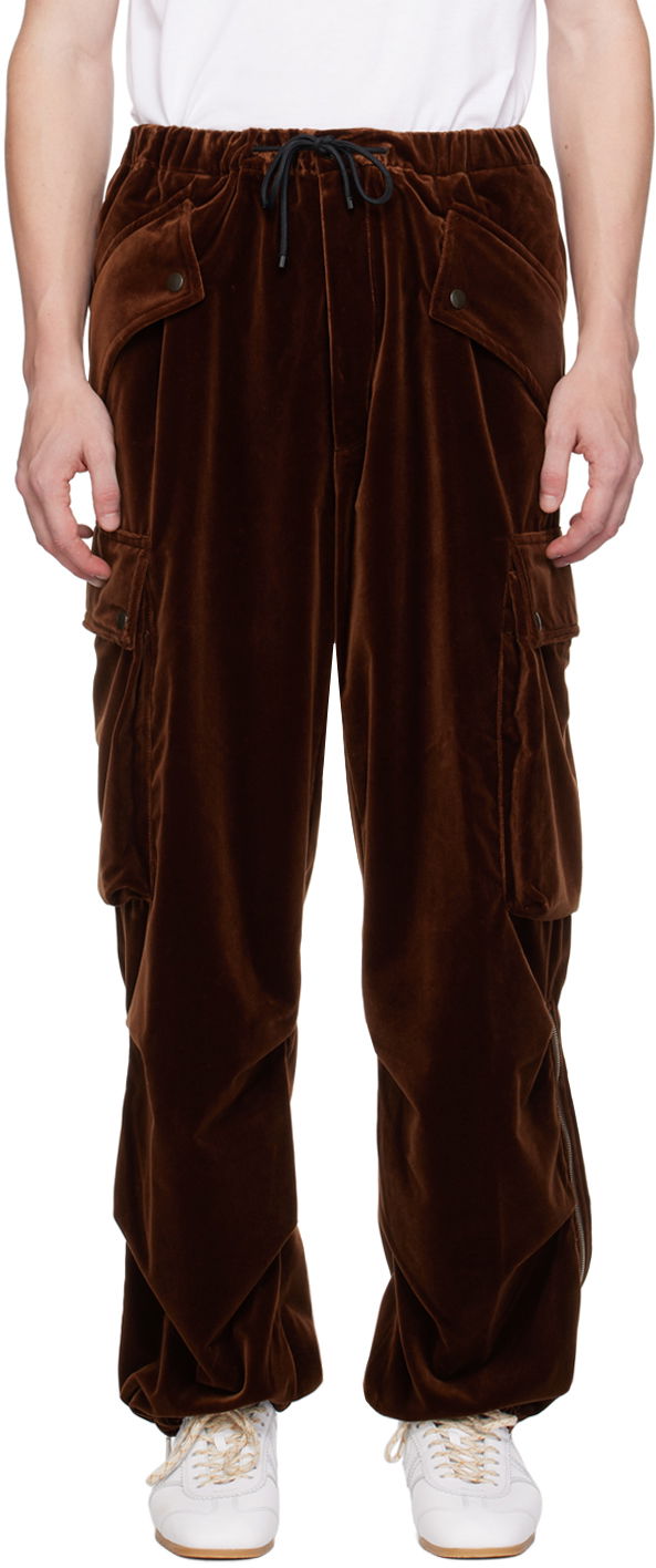 Карго панталони Dries Van Noten Brown Velour Cargo Pants Кафяво | 242-020931-9276, 0