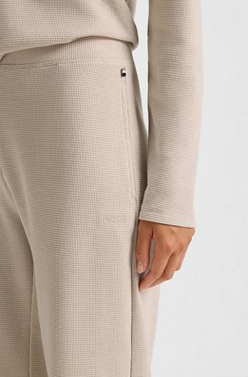 Пижама BOSS Cotton-blend pyjama bottoms with waffle structure Бежово | 50550317, 1