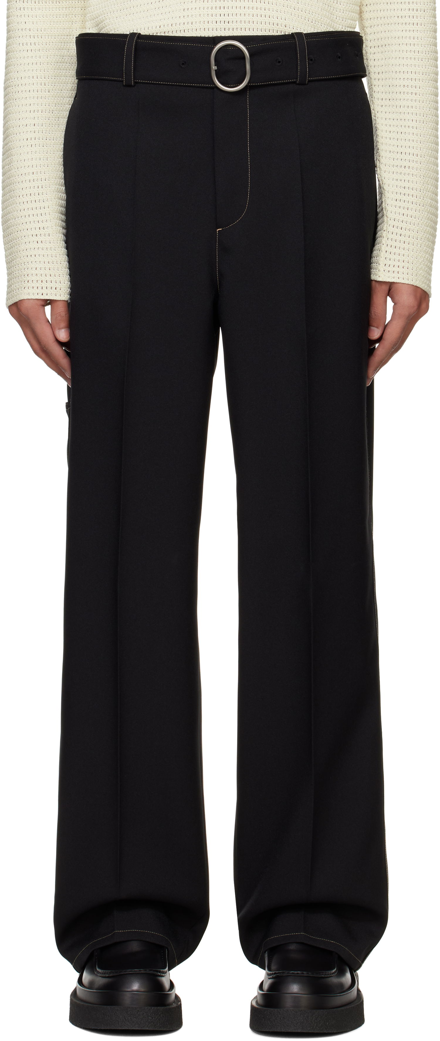 Панталони Jil Sander Jil Sander Belted Trousers Черно | J22KA0255_J70001, 0