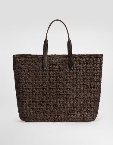 Голяма пазарска чанта Dolce & Gabbana Dolce & Gabbana Raffia Crochet Shopper with Crocodile Embossed Handles Onesize Кафяво | BM2453A9N968C895, 3