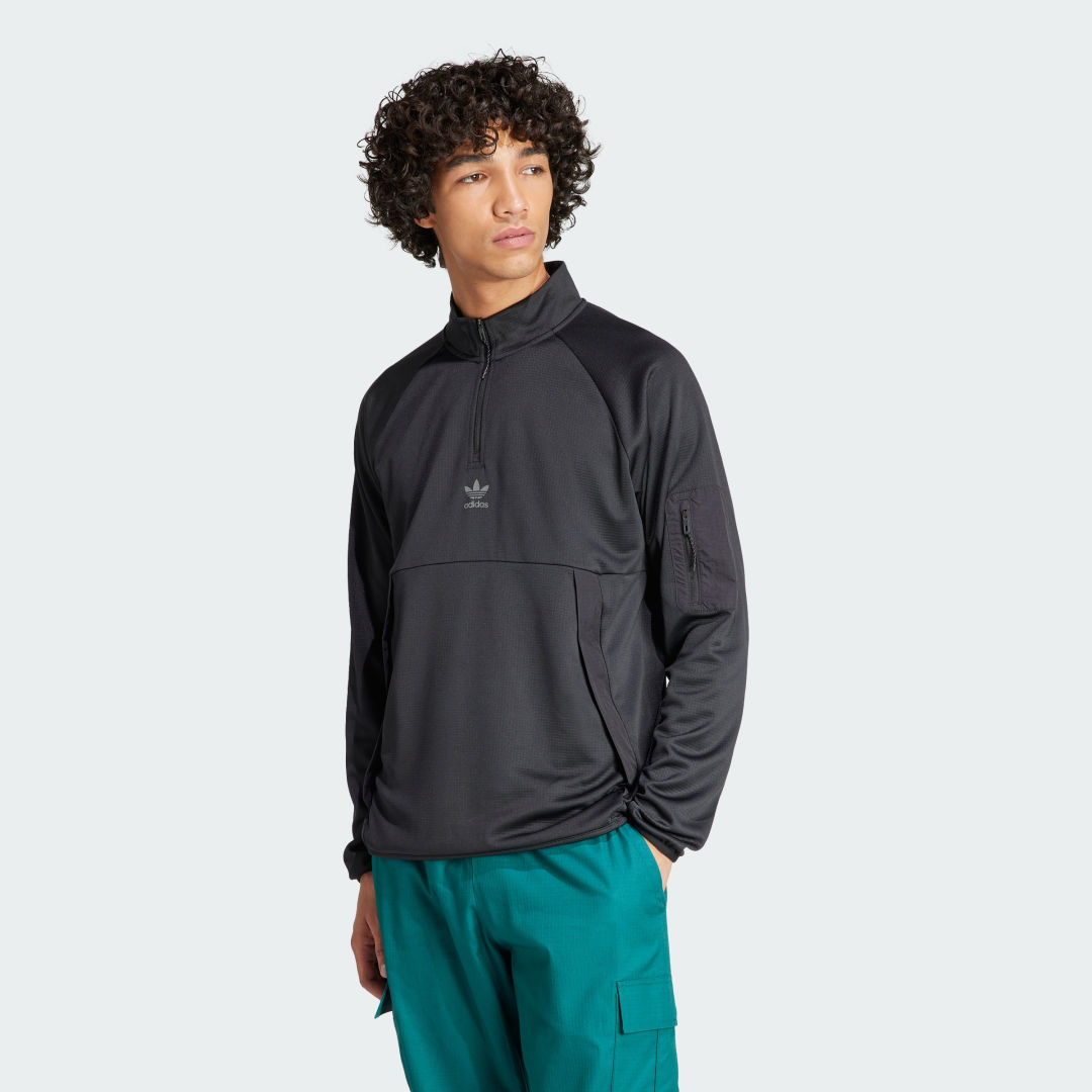 Суитчър adidas Originals 1/4 Zip Top Черно | IZ3282, 1