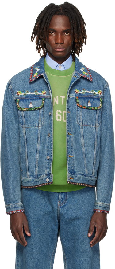 Яке Valentino Valentino Beaded Embroidery & Printed Edges Denim Jacket Синьо | 7V3DC04QB0W, 0