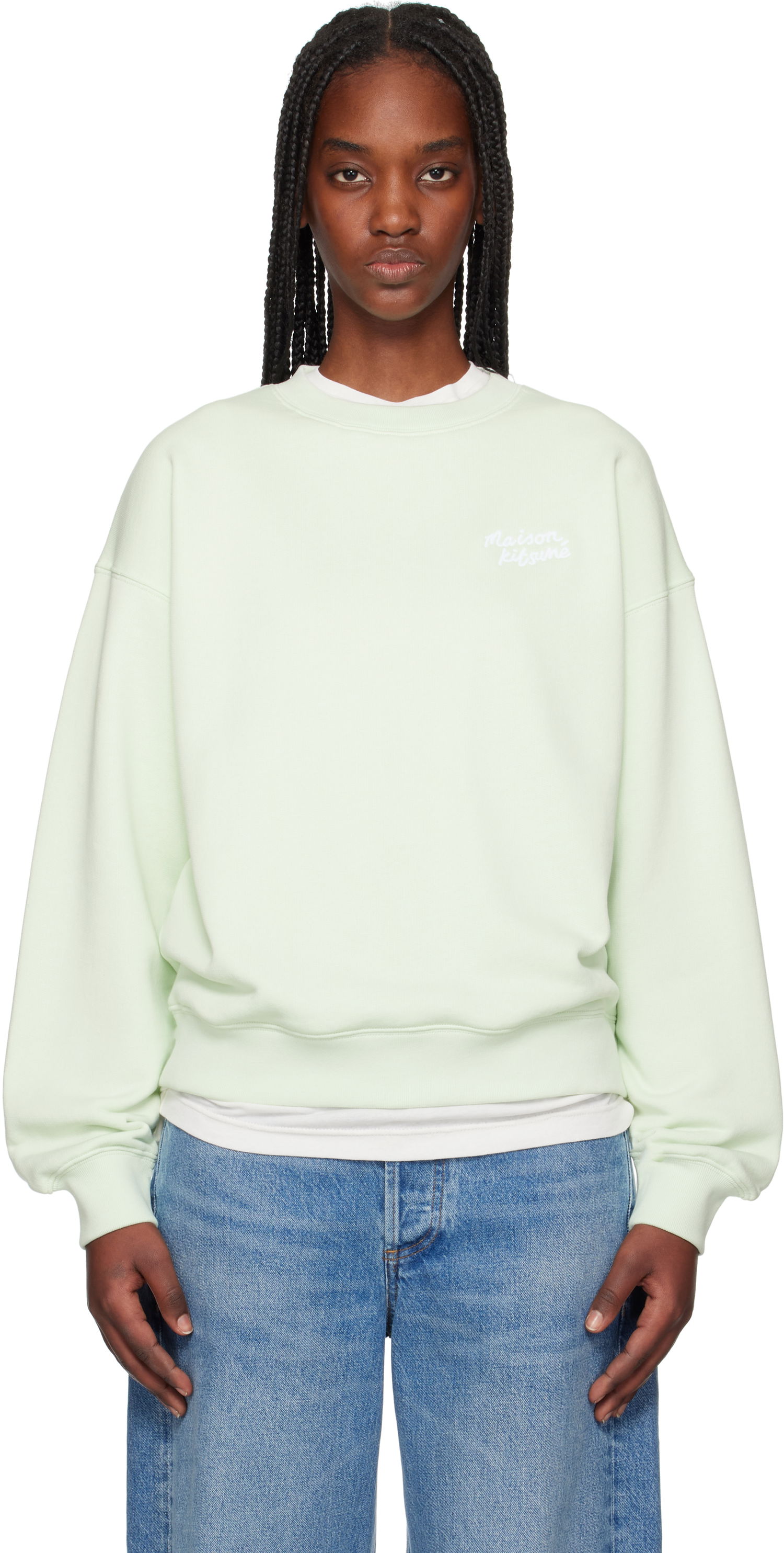 Пуловер MAISON KITSUNÉ Maison Kitsuné Handwriting Comfort Sweatshirt Зелено | MW00314KM0321, 0