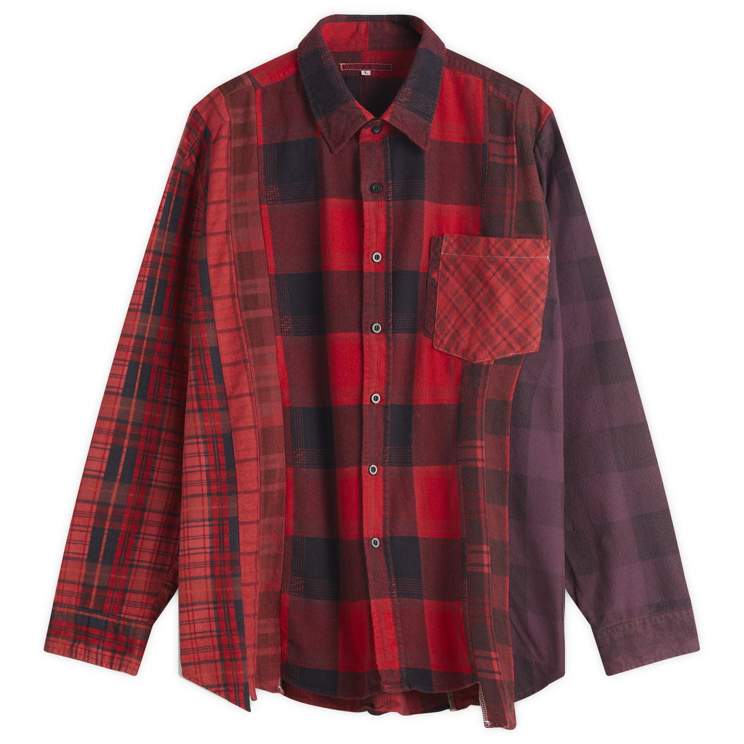 Риза Needles 7 Cuts Wide Over Dyed Flannel Shirt, Size Large Червено | QV400-A, 1