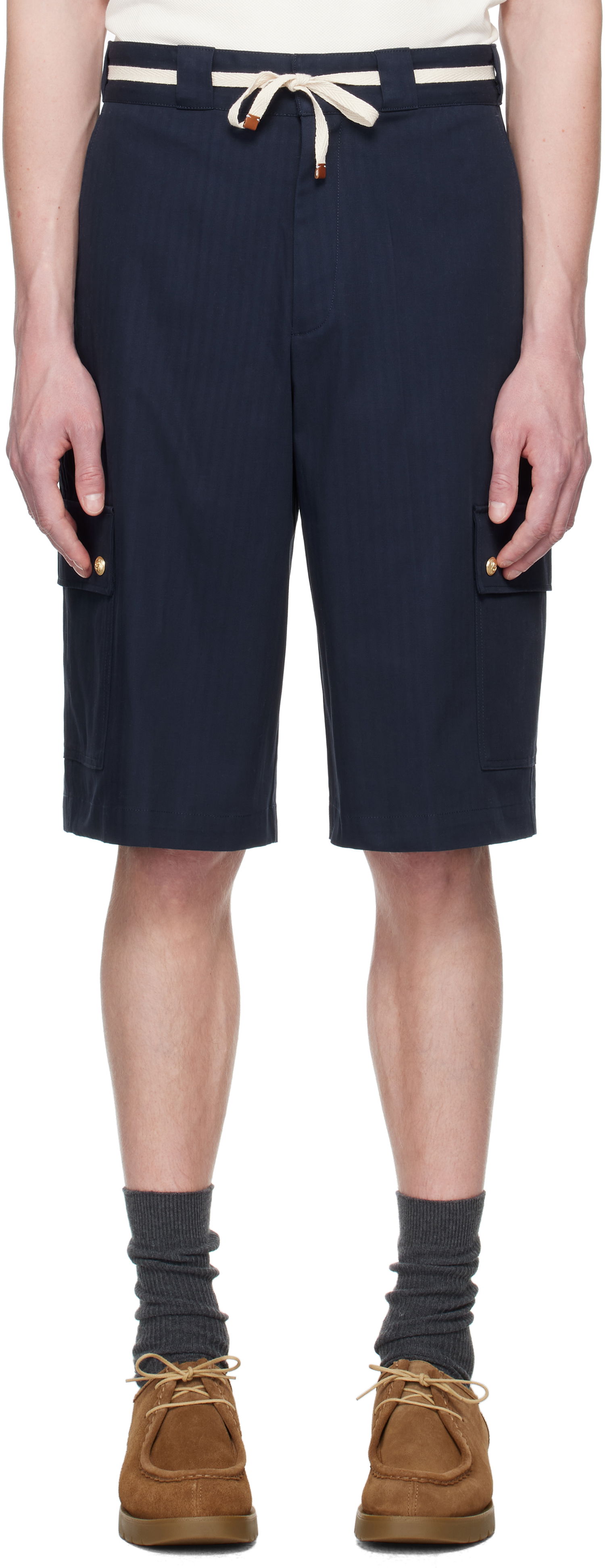 Къси панталони Drôle de Monsieur Drole De Monsieur 'Le Short Workwear Chevron' Shorts Тъмно синьо | G-BS155-CO106-NY, 0
