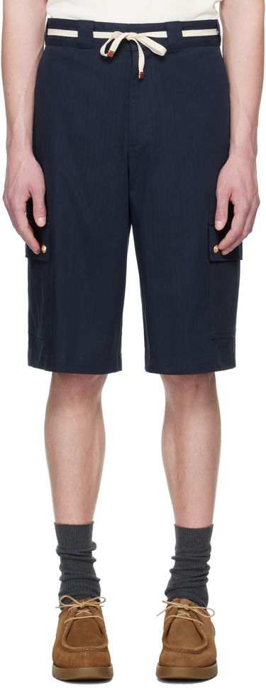 Къси панталони Drôle de Monsieur Drole De Monsieur 'Le Short Workwear Chevron' Shorts Тъмно синьо | G-BS155-CO106-NY, 0