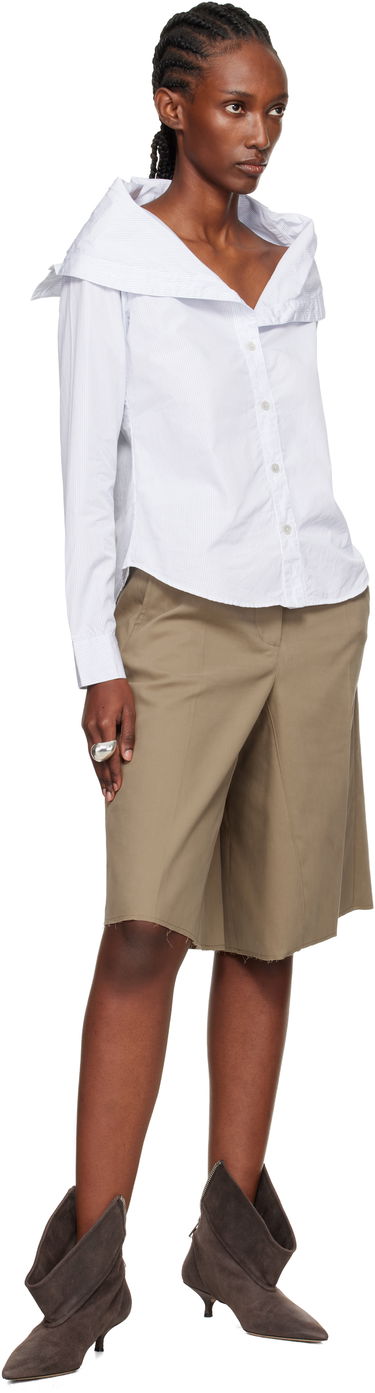 Риза OUR LEGACY Kaonashi Pinstriped Long-Sleeve Off-Shoulder Button-Up Shirt Бяло | W4252KD, 3