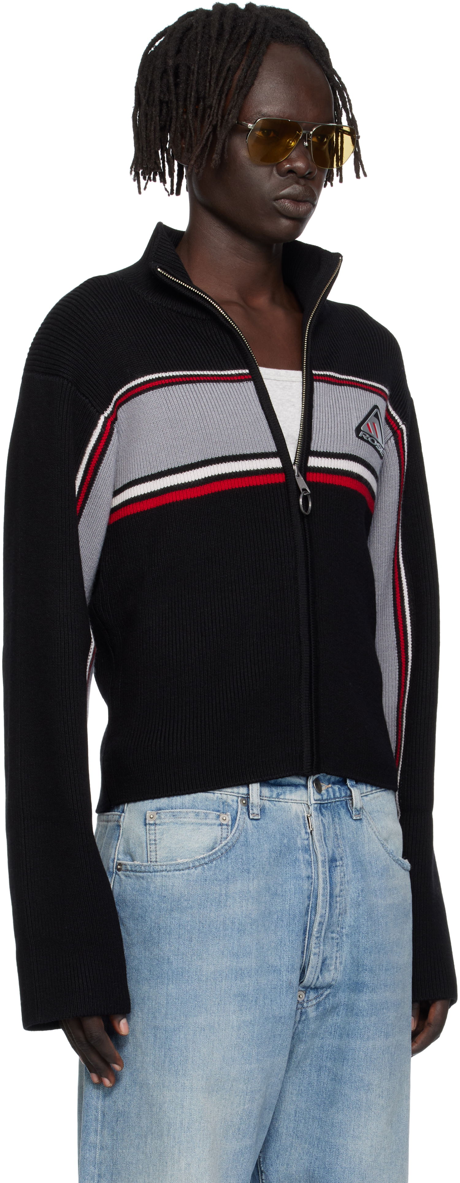 Суитчър Martine Rose Martine Rose Cropped Cable Zip-Up Sweatshirt Черно | 976YA09009, 1