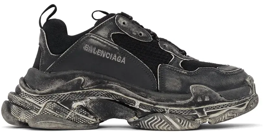 Кецове и обувки Balenciaga Black Faded Triple S Черно | 536737-W3CN3-1000, 0