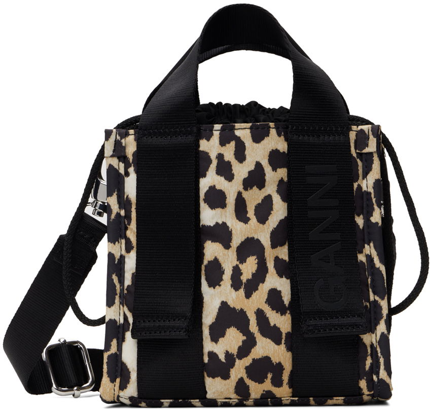 Голяма пазарска чанта GANNI Mini Tech Tote Bag Кафяво | A5060, 0