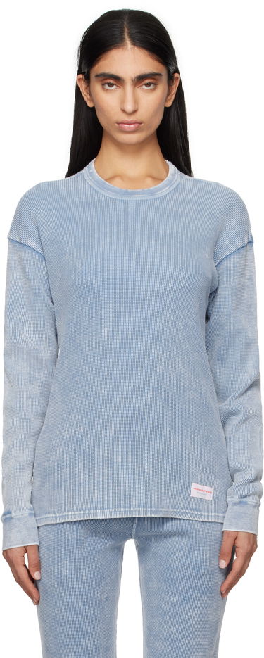 Пуловер Alexander Wang Alexander Wang Long Sleeve Waffle Knit T-shirt Синьо | UC4221611W, 0