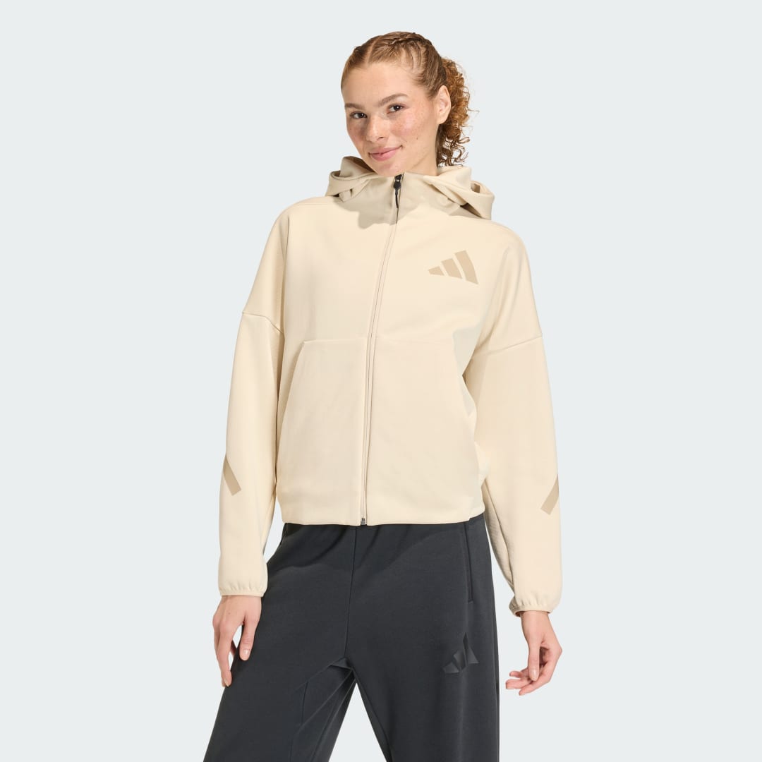 Суитчър adidas Performance Z.N.E. Full-Zip Hoodie Бежово | KE4746, 0