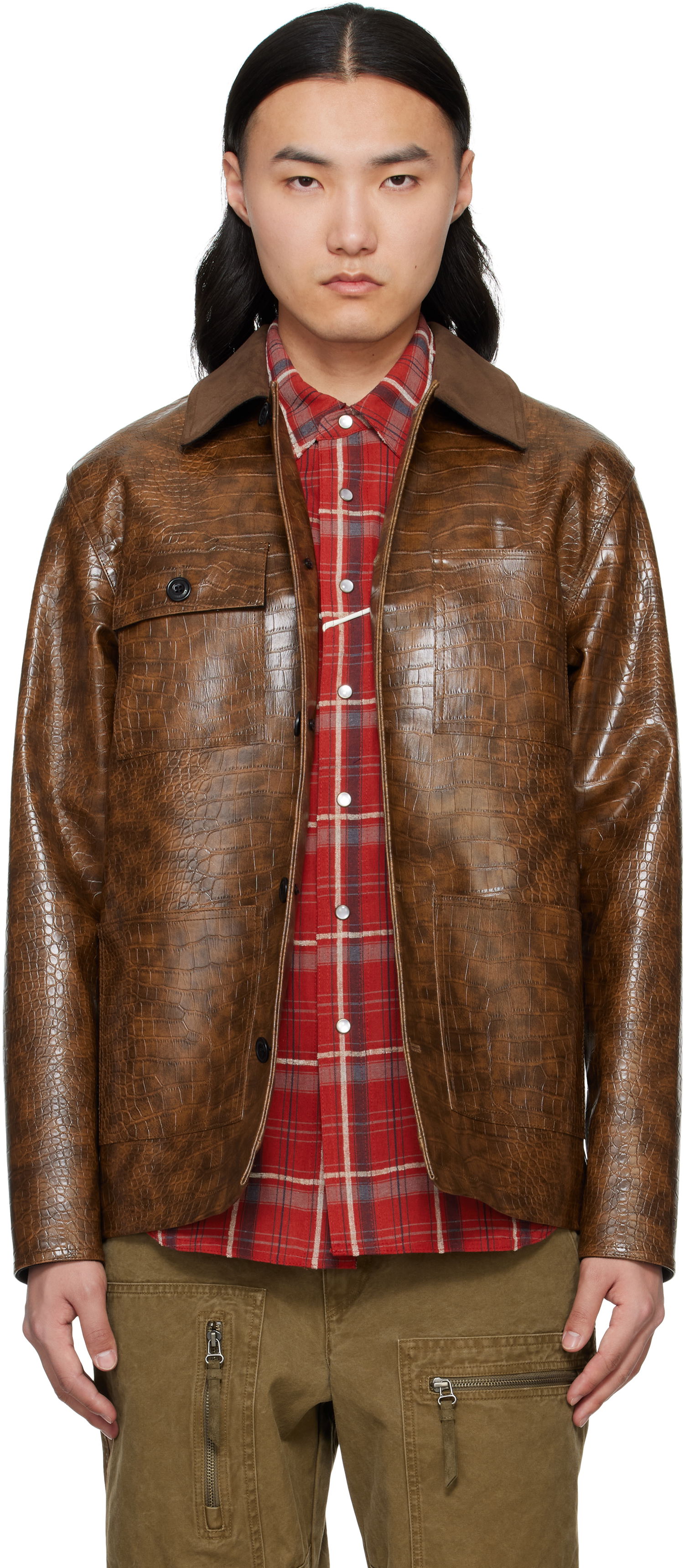 Яке Andersson Bell Andersson Bell Work Faux-Leather Jacket Кафяво | awa679m, 0