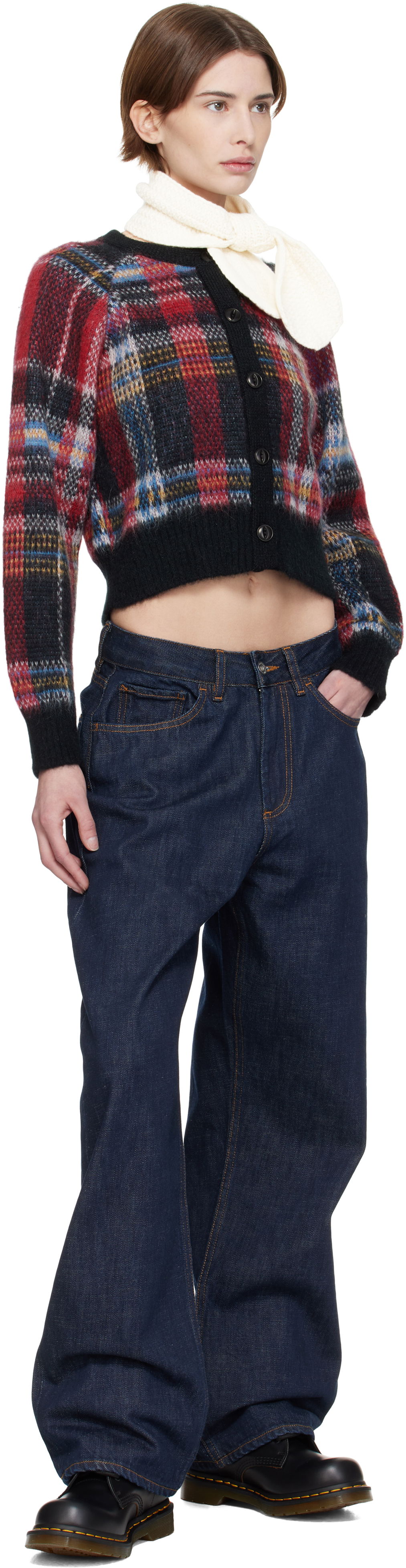 Шал YMC YMC Knitted Slot Scarf Бяло | QSXMB, 1