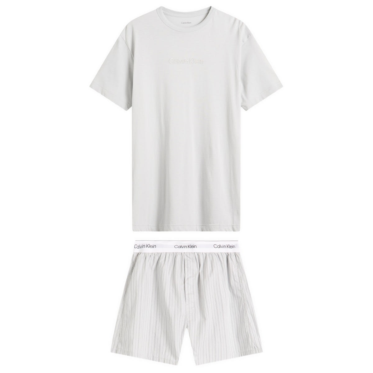 Пижама CALVIN KLEIN Short Sleeve Crew Neck T-Shirt and Poplin Boxer Shorts Set Бяло | LV00NM2906TN8, 1