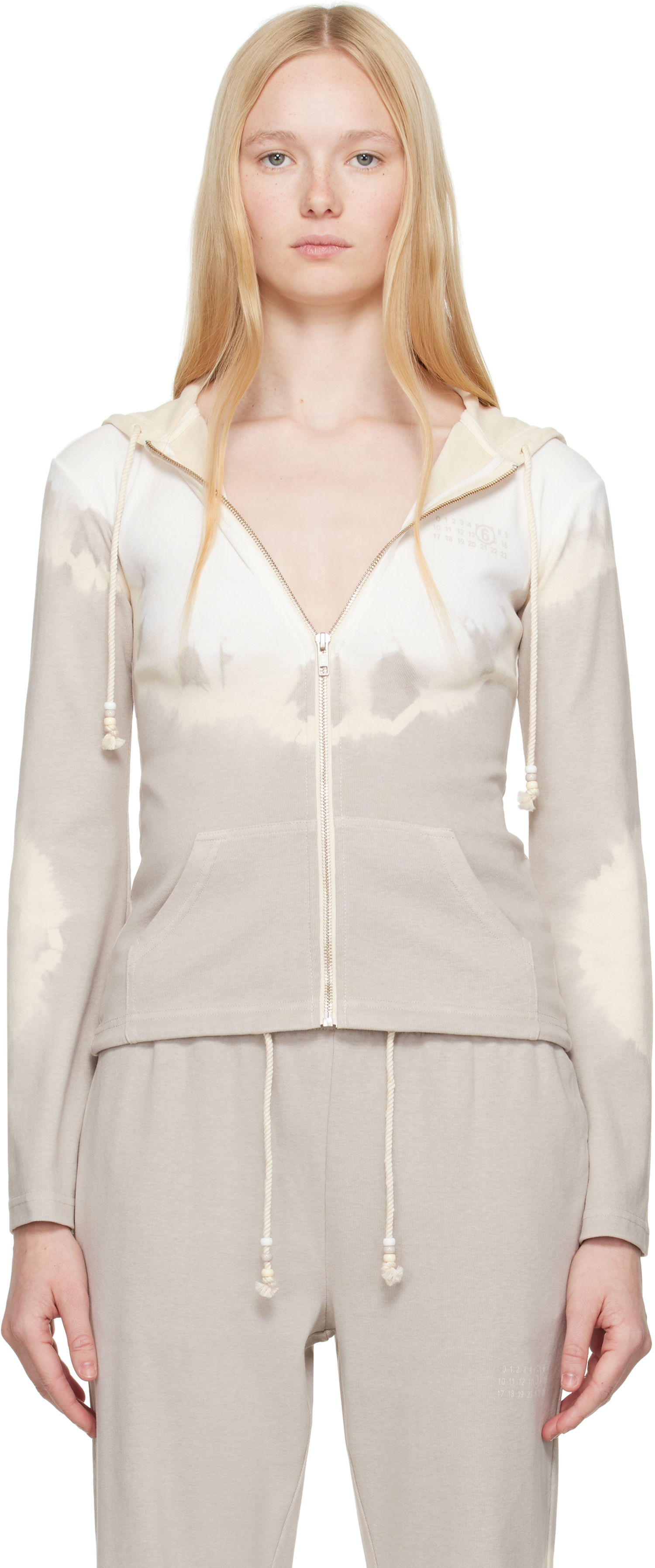 Суитчър Maison Margiela MM6 Maison Margiela Interlock Cotton Jersey Zip-Up Hoodie Бежово | S62HG0028 M20110, 0