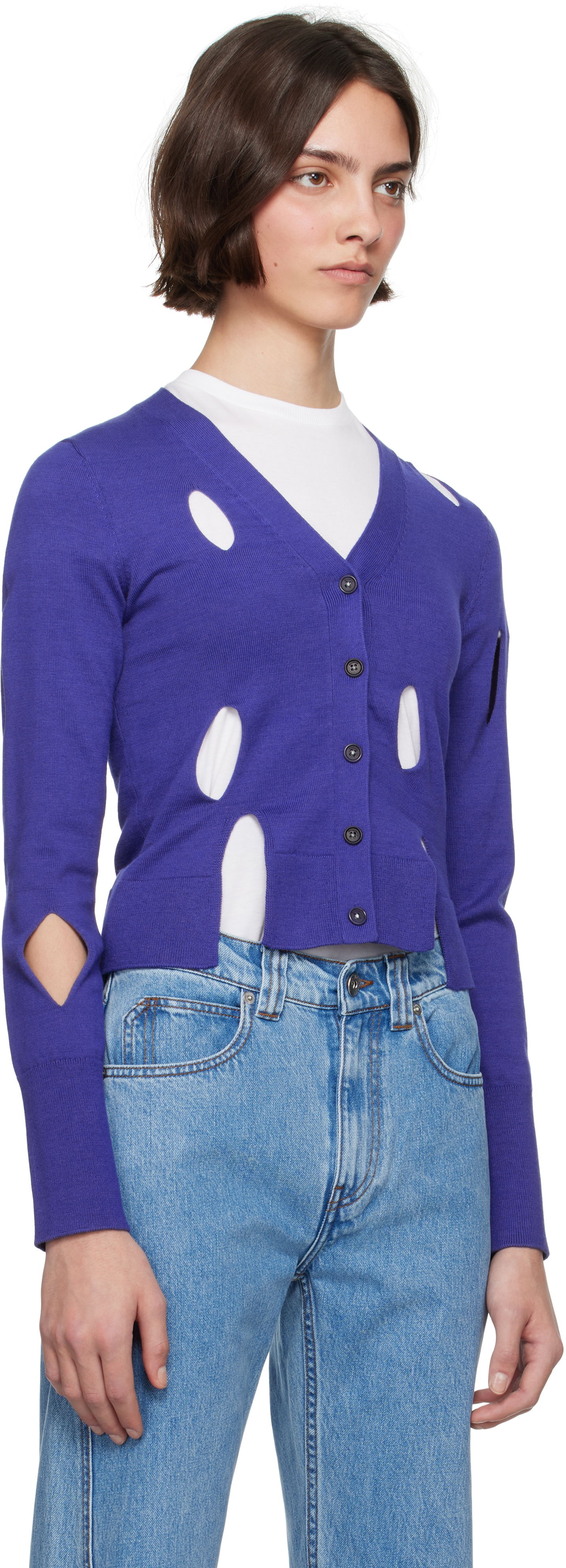 Пуловер JW Anderson JW Anderson Slit Cardigan Лилаво | KW1413-YN0440, 1