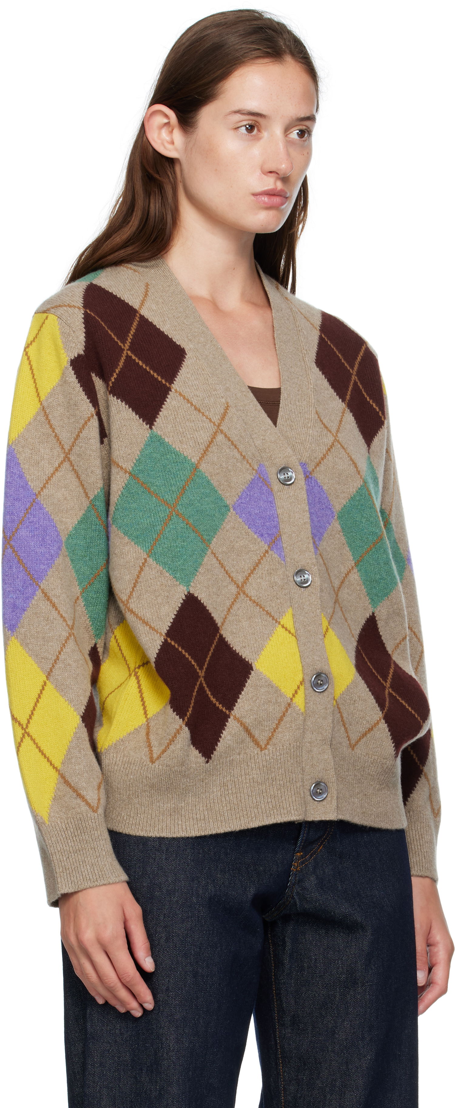 Пуловер &Daughter &Daughter Ava Argyle Cardigan Бежово | WL24206, 1