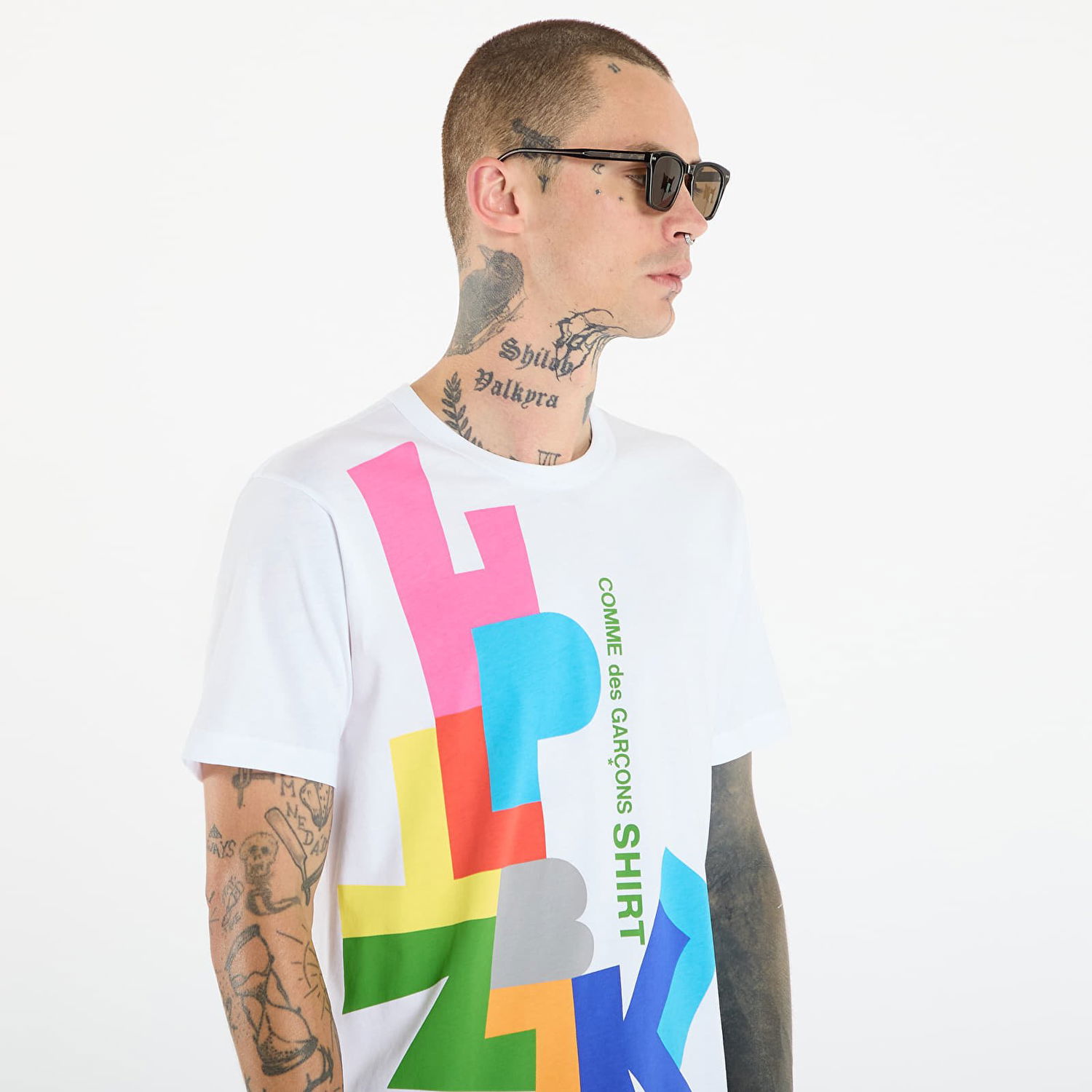 Тениска Comme des Garçons Comme des Garçons SHIRT T-Shirt With Colorful Block Graphic Print Многоцветен | FP-T002-W25 White, 1