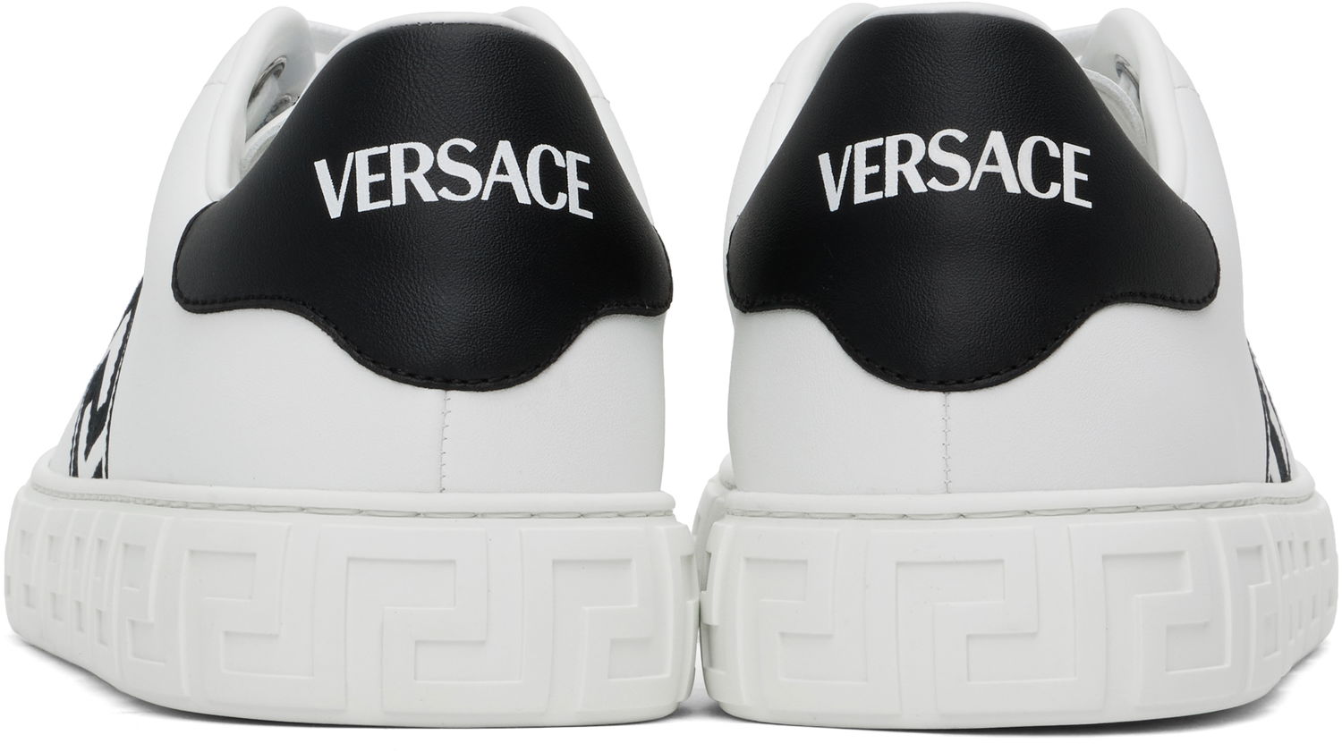 Кецове и обувки Versace White Embroidered Greca Sneakers Бяло | 1014460_1A00776, 1