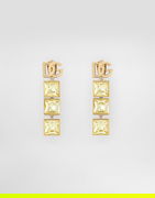 Drop Earrings With Logo And Rhinestones