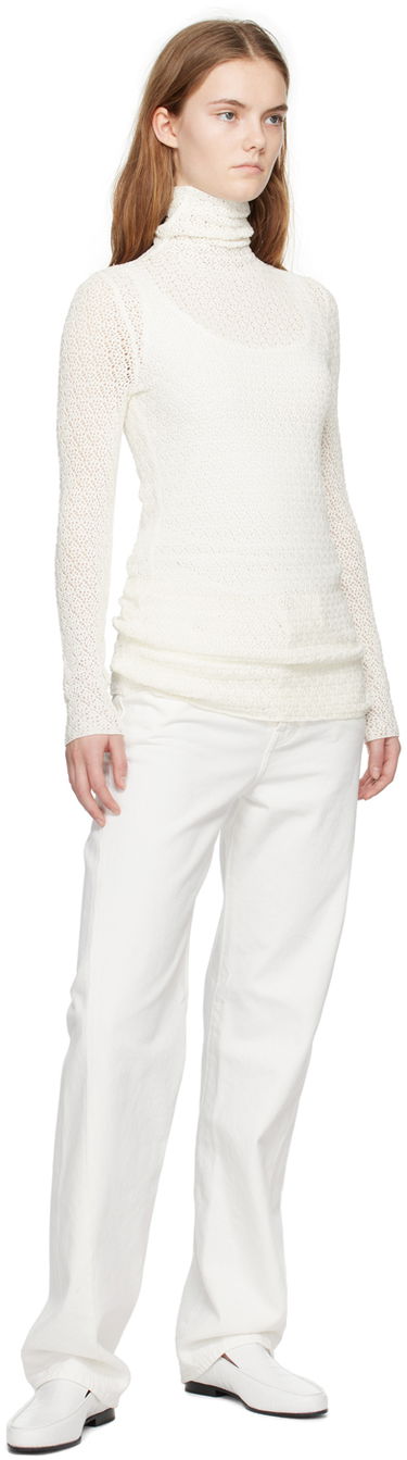 Пуловер TOTEME TOTEME Semi-Sheer Turtleneck Бяло | 242-WRT1776-YA0040, 3