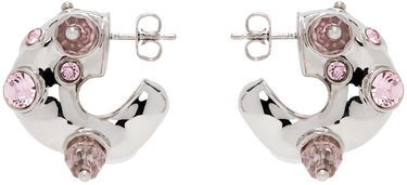 Обеци Dries Van Noten Silver & Pink Embellished Earrings Бургунди | 242-018230-055, 0