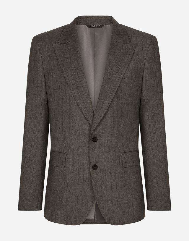 Dolce & Gabbana Single-Breasted Pinstripe Flannel Jacket