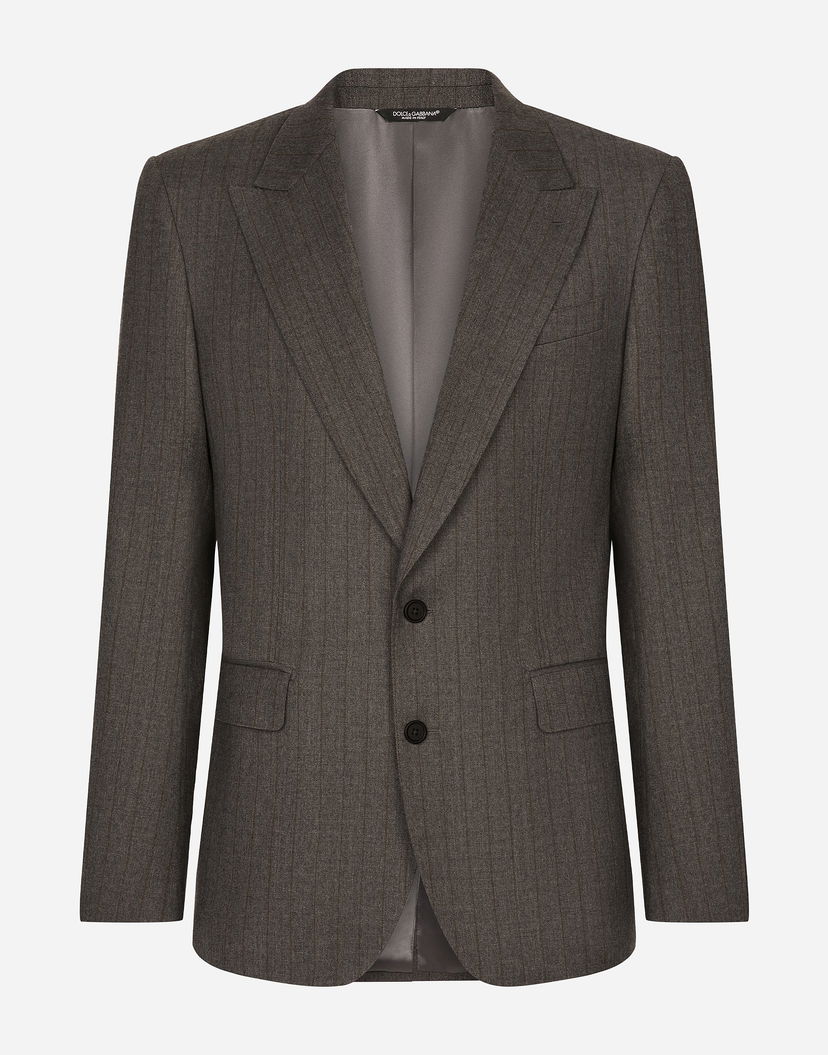 Яке Dolce & Gabbana Dolce & Gabbana Single-Breasted Pinstripe Flannel Jacket Сиво | G2TV4TFRBDFS8051