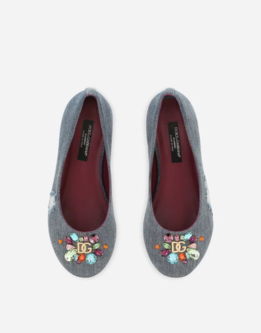 Кецове и обувки Dolce & Gabbana Dolce & Gabbana Patchwork Denim Embellished Ballet Flats (24-38) Синьо | D10510AR1428C609, 3