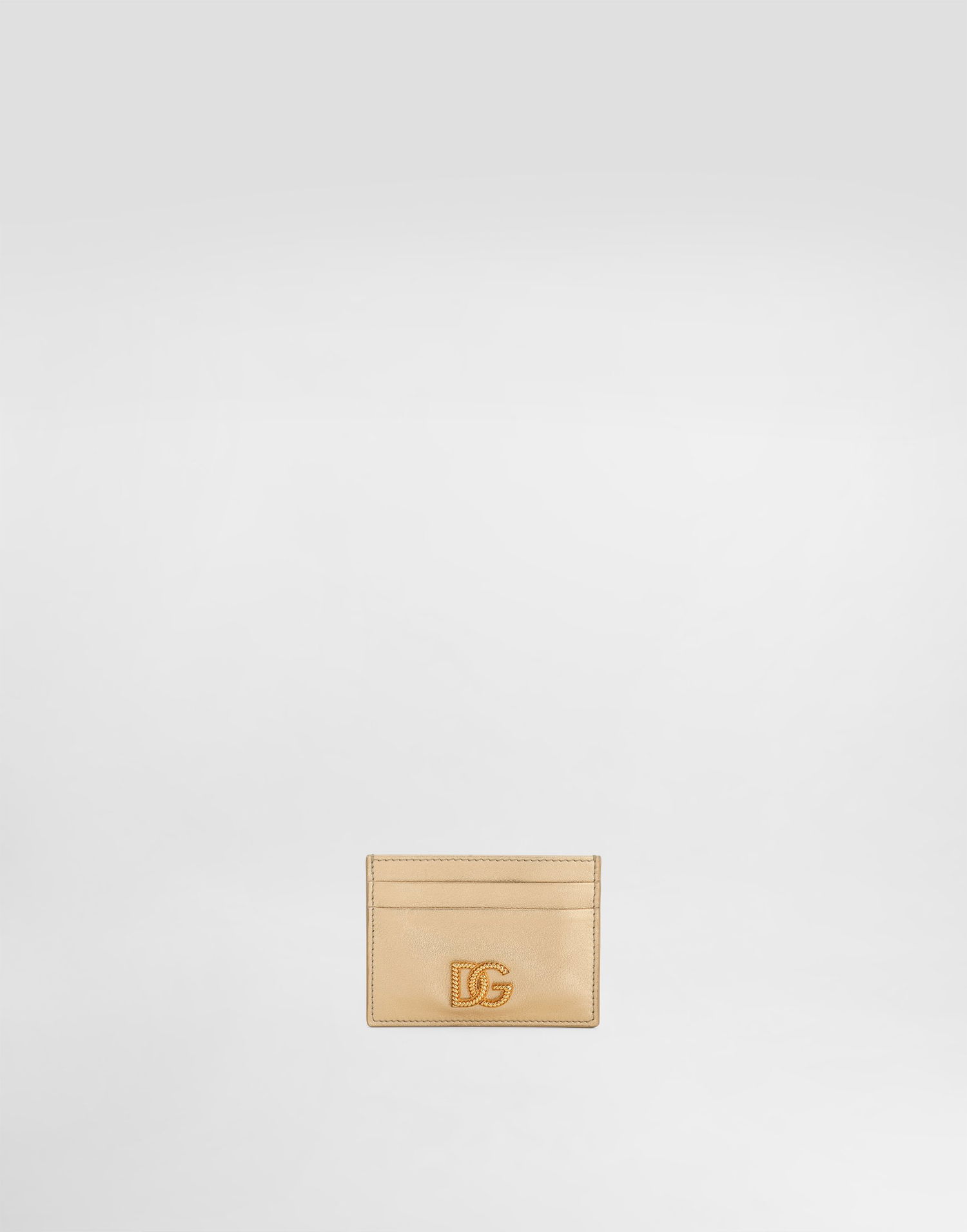Портфейл Dolce & Gabbana Laminated Calfskin Card Holder With DG Logo Металик | BI0330AZ6488H945, 0