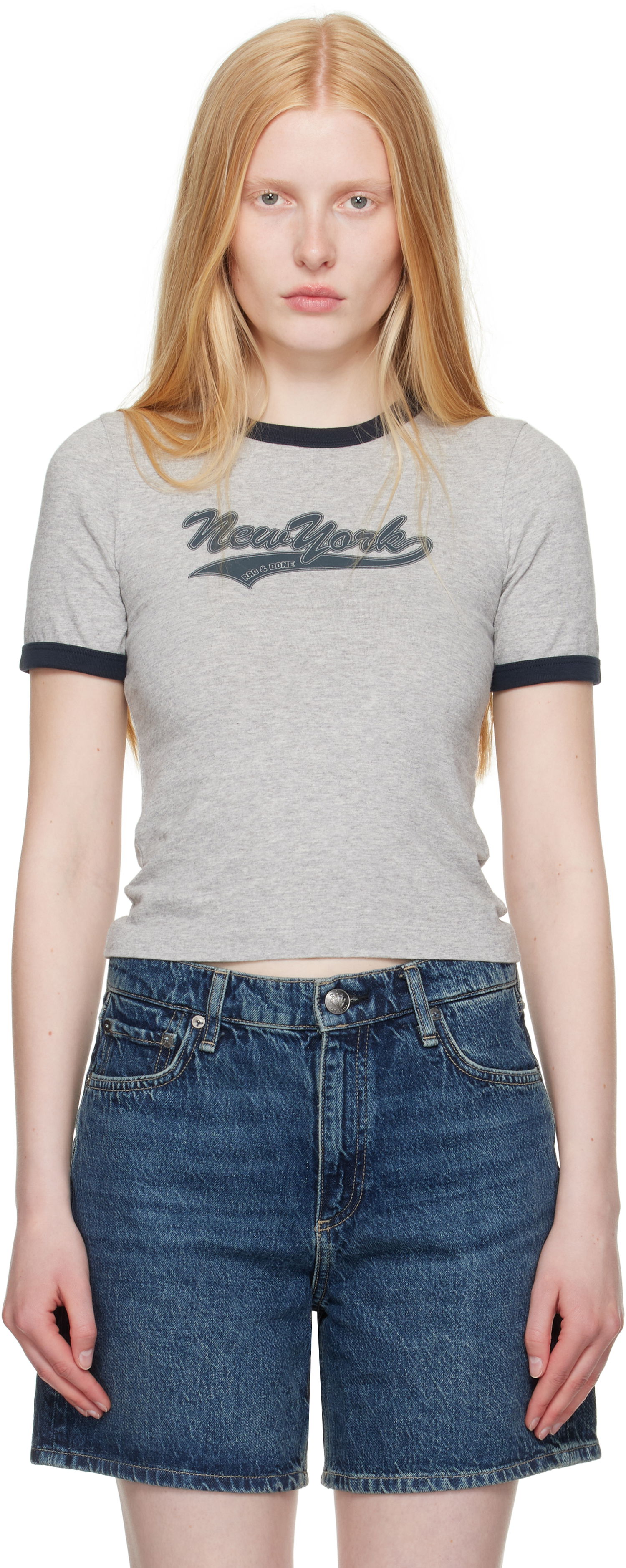 Тениска rag & bone Rag & Bone Mica Ringer T-Shirt Сиво | WCC25PT033MI35, 0