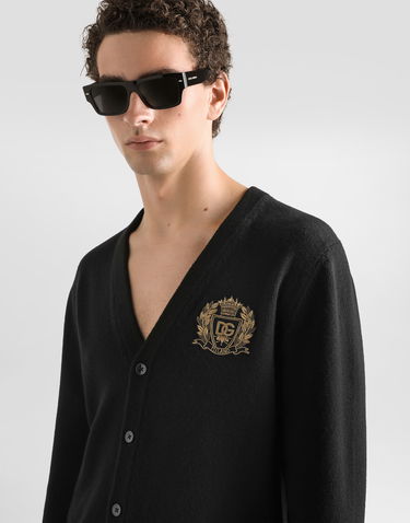 Пуловер Dolce & Gabbana Embroidered Crest Virgin Wool Cardigan Черно | GXV01ZJDVG7N0000, 3